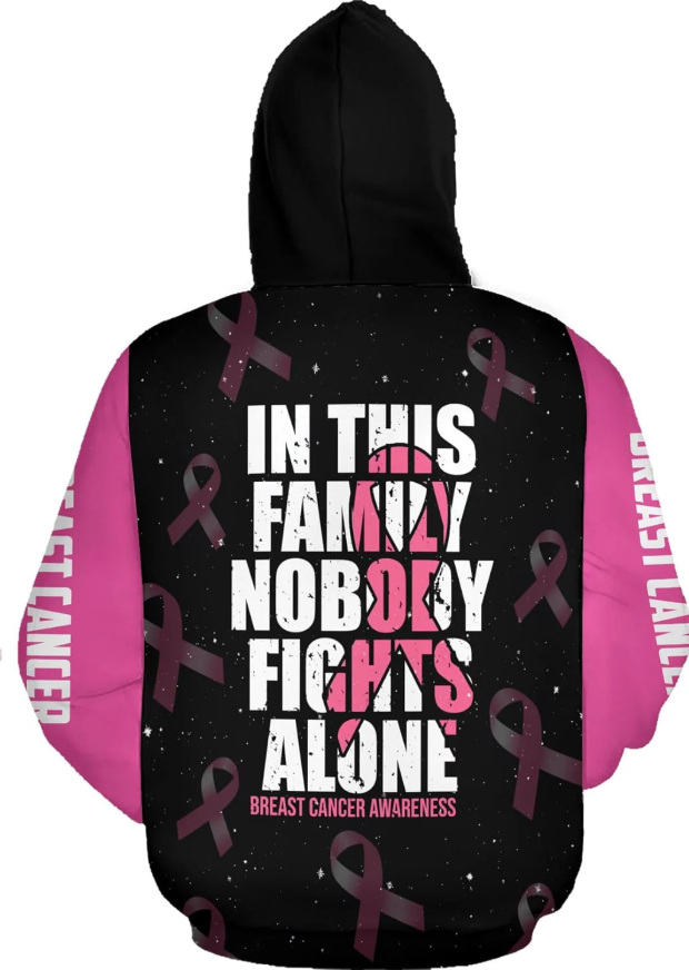 Personalized Breast Cancer Hoodie 3D, Pink Ribbon Awareness Sweatshirt, Survivor Pride Breast Cancer Zip Hoodie