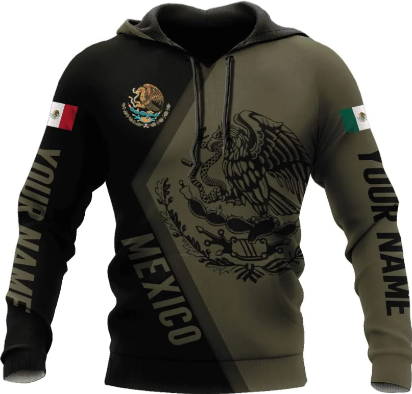 Personalized Name Mexico Hoodie, Custom Name Mexico Hoodies for Men Unisex Hoodie, T Shirt, Zip Up Hoodie, Sweatshirt for Men Women HD303 Multicolor