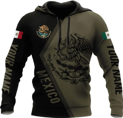 Personalized Name Mexico Hoodie, Custom Name Mexico Hoodies for Men Unisex Hoodie, T Shirt, Zip Up Hoodie, Sweatshirt for Men Women HD303 Multicolor