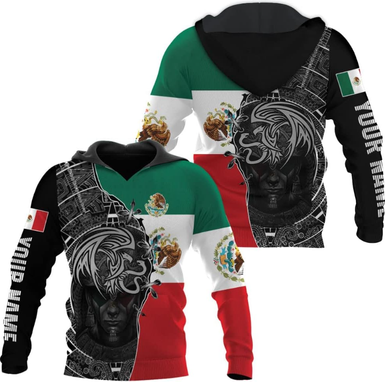 Mostprints Personalized Name Mexican Hoodie 3D, Mexican Hoodies for Men, Unisex Mexico Hoodie, Mexico Hoodies for Men