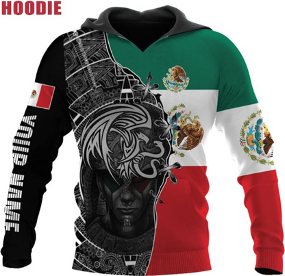 Mostprints Personalized Name Mexican Hoodie 3D, Mexican Hoodies for Men, Unisex Mexico Hoodie, Mexico Hoodies for Men