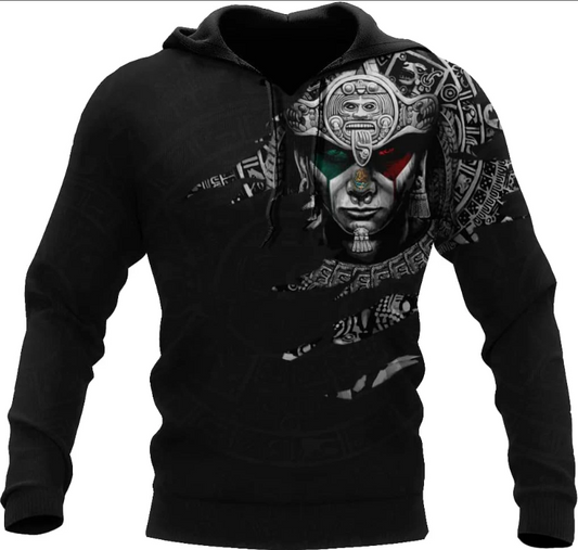 Aztec Warrior Hoodie Unisex Hoodie, T Shirt, Zip Up Hoodie, Sweatshirt for Men AD827