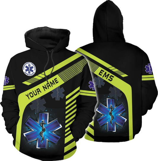 Personalized EMT Hoodie EMS Sweatshirt Custom EMS Zip Hoodie Paramedic Uniform Emergency Medical Technician Shirts