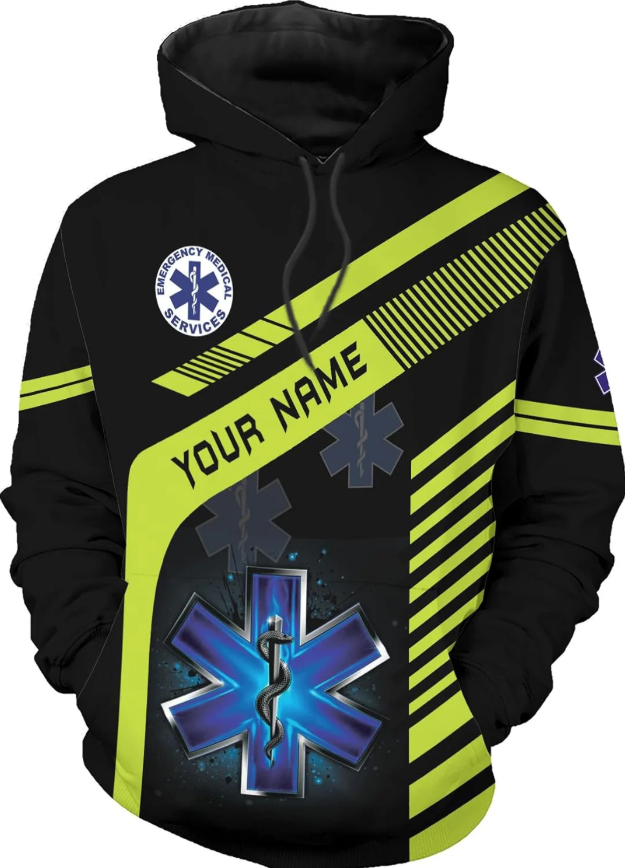 Personalized EMT Hoodie EMS Sweatshirt Custom EMS Zip Hoodie Paramedic Uniform Emergency Medical Technician Shirts