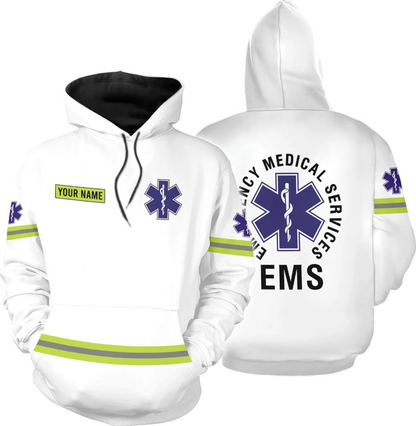 Personalized EMT Hoodie EMS Sweatshirt Custom EMS Zip Hoodie Paramedic Uniform Emergency Medical Technician Shirts