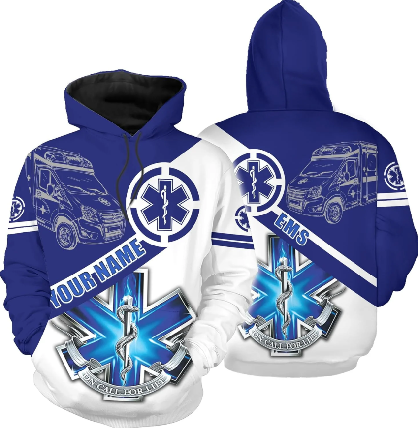 Personalized EMT Hoodie EMS Sweatshirt Custom EMS Zip Hoodie Paramedic Uniform Emergency Medical Technician Shirts