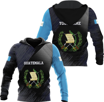 Guatemala Flag Hoodie, Unisex Adult, Multicolor, Large, Polyester Blend, Long Sleeve, Hoodie, Machine Washable