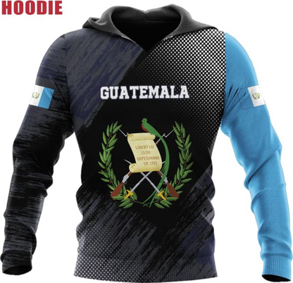 Guatemala Flag Hoodie, Unisex Adult, Multicolor, Large, Polyester Blend, Long Sleeve, Hoodie, Machine Washable