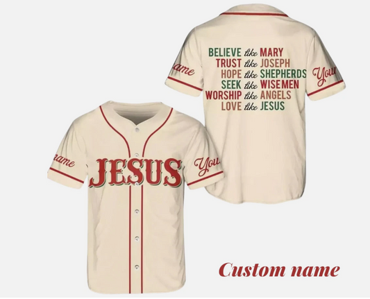 Personalized Christian Believe Like Marry Love Like Jesus Baseball Jersey Shirt