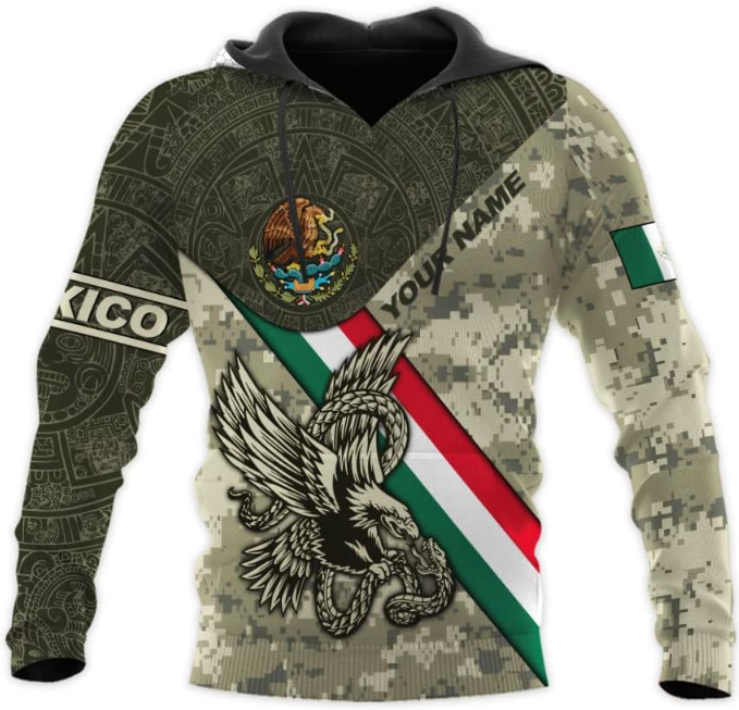 Mostprints Personalized Name Mexican Hoodie 3D, Mexican Hoodies for Men, Unisex Mexico Hoodie, Mexico Hoodies for Men
