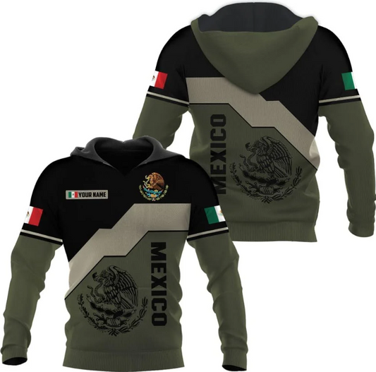 Mostprints Personalized Name Mexican Hoodie 3D, Mexican Hoodies for Men, Unisex Mexico Hoodie, Mexico Hoodies for Men