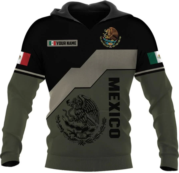 Mostprints Personalized Name Mexican Hoodie 3D, Mexican Hoodies for Men, Unisex Mexico Hoodie, Mexico Hoodies for Men