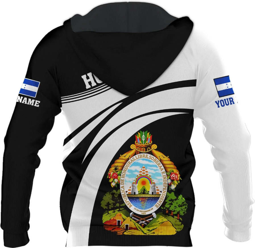 Personalized Honduras APO Hoodie, Honduras Pride Honduras Flag 3D Zip Hoodie Sweatshirt Tshirt Men and Women