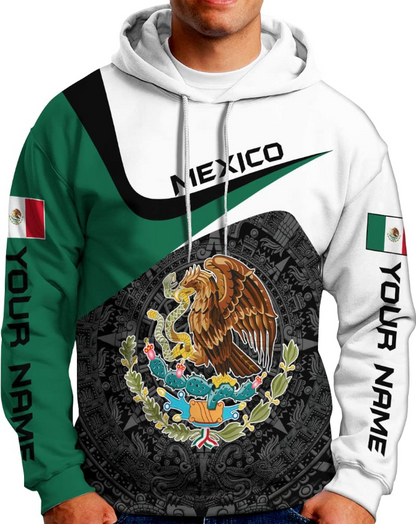 Personalized Name Mexican Hoodie 3D, Customized Mexican Hoodies for Men, Unisex Mexico Hoodie, Mexico Hoodies for Men