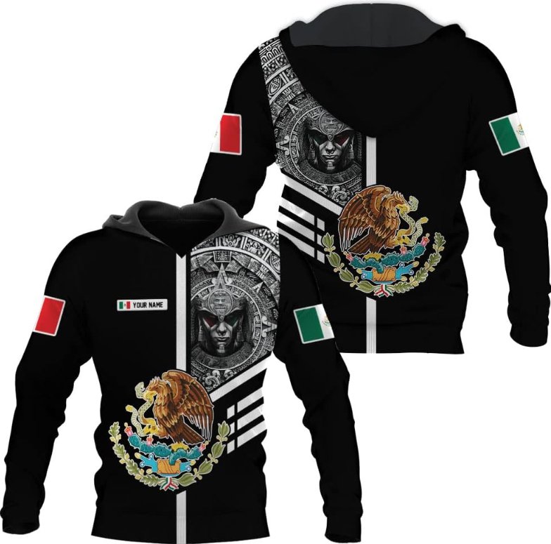 Personalized Name Mexican Hoodie 3D, Customized Mexican Hoodies for Men, Unisex Mexico Hoodie, Mexico Hoodies for Men