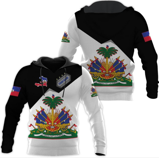 Personalized Haiti Zip Hoodie - Men & Women Haitian Pride Coat Of Arms Hoodie