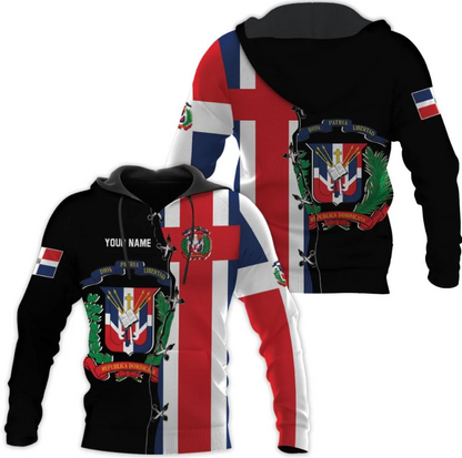 Personalized Dominican Hoodie 3D Dominican Republic Sweatshirt Dominican Flag Zip Hoodie Republica Dominicana Shirt