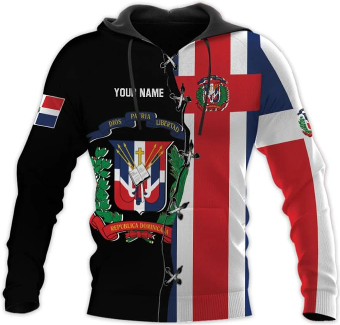 Personalized Dominican Hoodie 3D Dominican Republic Sweatshirt Dominican Flag Zip Hoodie Republica Dominicana Shirt