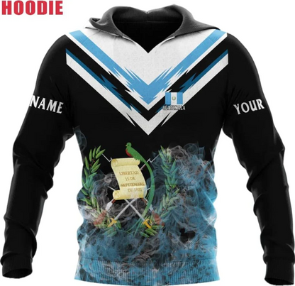 Guatemala Flag Hoodie, Unisex Adult, Multicolor, Large, Polyester Blend, Long Sleeve, Hoodie, Machine Washable