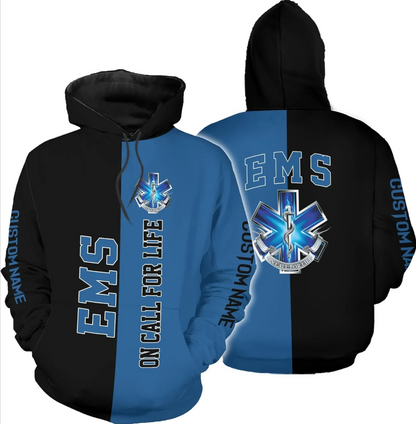 Personalized EMT Hoodie EMS Sweatshirt Custom EMS Zip Hoodie Paramedic Uniform Emergency Medical Technician Shirts