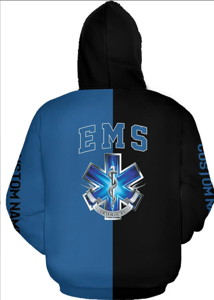 Personalized EMT Hoodie EMS Sweatshirt Custom EMS Zip Hoodie Paramedic Uniform Emergency Medical Technician Shirts
