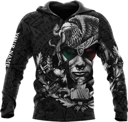 Personalized Name Aztec Hoodie Men, Unisex 3D Aztec Hoodies for Men and Women, Aztec Warrior Mexican Hoodie, Mexico hoodie