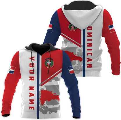 Personalized Dominican Hoodie 3D Dominican Republic Sweatshirt Dominican Flag Zip Hoodie Republica Dominicana Shirt