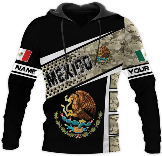 Personalized Name Mexican Hoodie 3D, Customized Mexican Hoodies for Men, Unisex Mexico Hoodie, Mexico Hoodies for Men