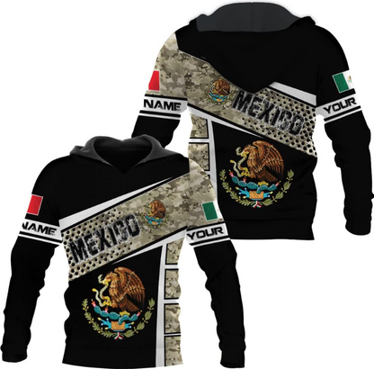 Personalized Name Mexican Hoodie 3D, Customized Mexican Hoodies for Men, Unisex Mexico Hoodie, Mexico Hoodies for Men