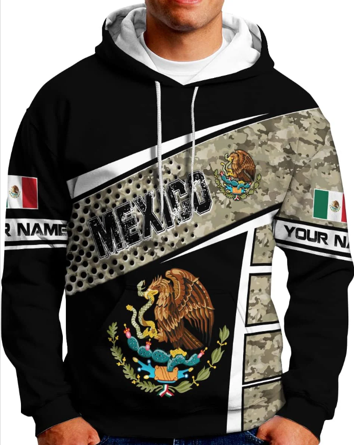 Personalized Name Mexican Hoodie 3D, Customized Mexican Hoodies for Men, Unisex Mexico Hoodie, Mexico Hoodies for Men