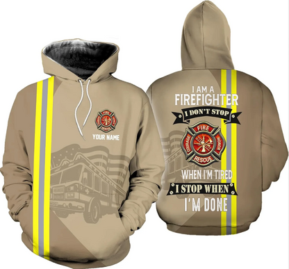 Personalized Firefighter Shirt Custom Name Fire Man Firefighter Gift Tshirt 3D Unisex Hoodie, T Shirt, Zip Up Hoodie, Sweatshirt for Men Women HD_A476 Multicolor