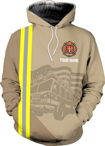 Personalized Firefighter Shirt Custom Name Fire Man Firefighter Gift Tshirt 3D Unisex Hoodie, T Shirt, Zip Up Hoodie, Sweatshirt for Men Women HD_A476 Multicolor