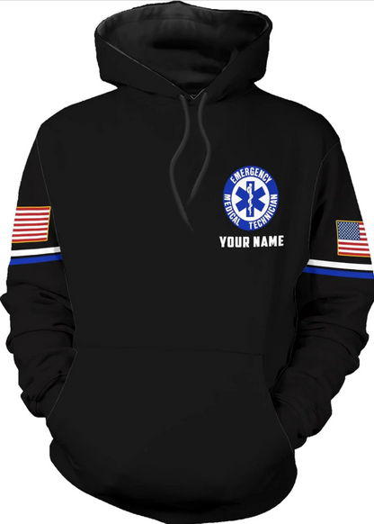 Customize Name EMS EMT Hoodie For Men And Women 3D All Over Printed Sportwear T Shirt, Zip Up Hoodie, Sweatshirt