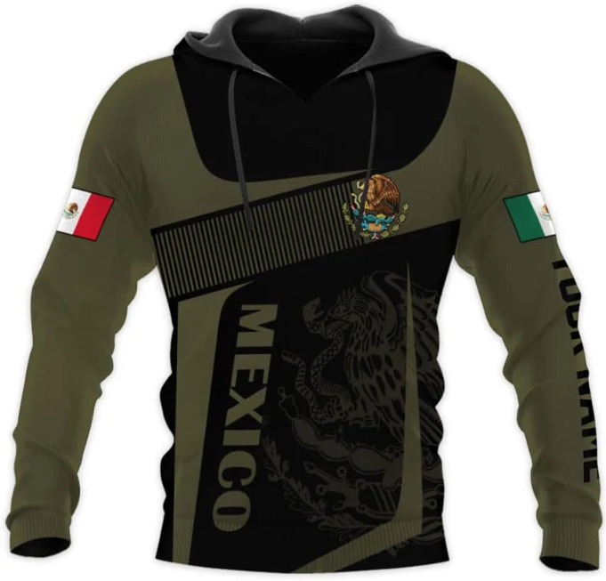 Mostprints Personalized Name Mexican Hoodie 3D, Customized Mexican Hoodies for Men, Unisex Mexico Hoodie, Mexico Hoodies for Men
