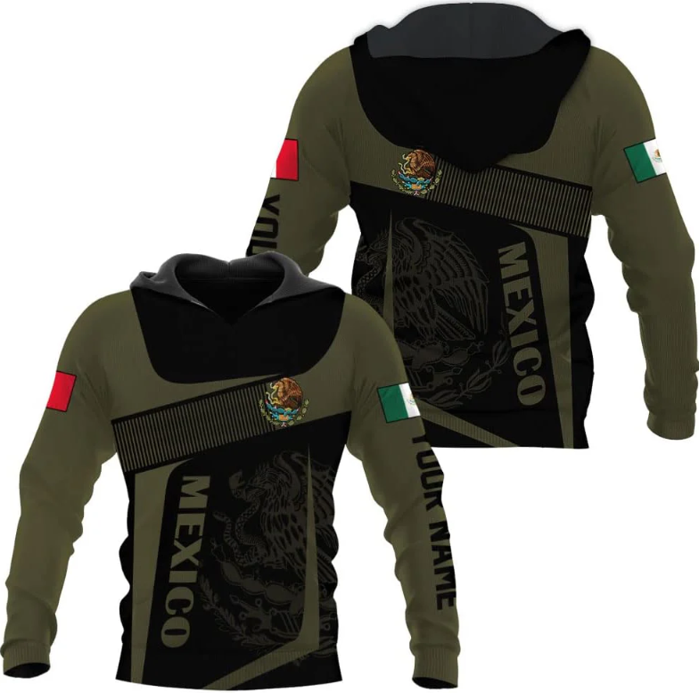Mostprints Personalized Name Mexican Hoodie 3D, Customized Mexican Hoodies for Men, Unisex Mexico Hoodie, Mexico Hoodies for Men