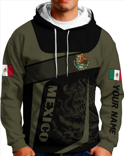 Mostprints Personalized Name Mexican Hoodie 3D, Customized Mexican Hoodies for Men, Unisex Mexico Hoodie, Mexico Hoodies for Men