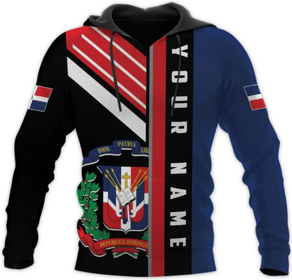 Personalized Dominican Hoodie 3D Dominican Republic Sweatshirt Dominican Flag Zip Hoodie Republica Dominicana Shirt