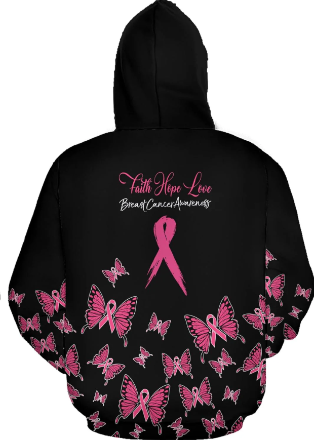 Personalized Breast Cancer Hoodie 3D, Pink Ribbon Awareness Sweatshirt, Survivor Pride Breast Cancer Zip Hoodie