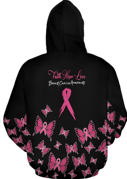 Personalized Breast Cancer Hoodie 3D, Pink Ribbon Awareness Sweatshirt, Survivor Pride Breast Cancer Zip Hoodie