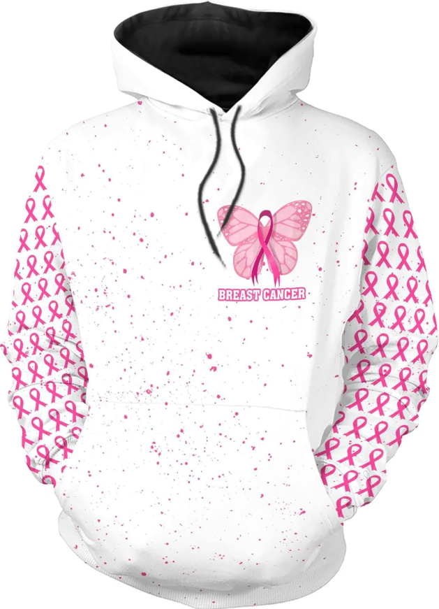 Personalized Breast Cancer Hoodie 3D, Pink Ribbon Awareness Sweatshirt, Survivor Pride Breast Cancer Zip Hoodie