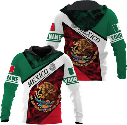 Mostprints Personalized Name Mexican Hoodie 3D, Customized Mexican Hoodies for Men, Unisex Mexico Hoodie, Mexico Hoodies for Men