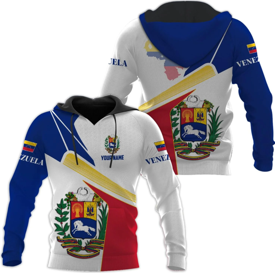 Custom Men's Venezuela Flag & Coat of Arms Hoodie