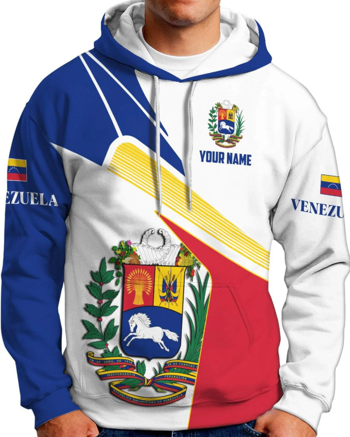 Custom Men's Venezuela Flag & Coat of Arms Hoodie