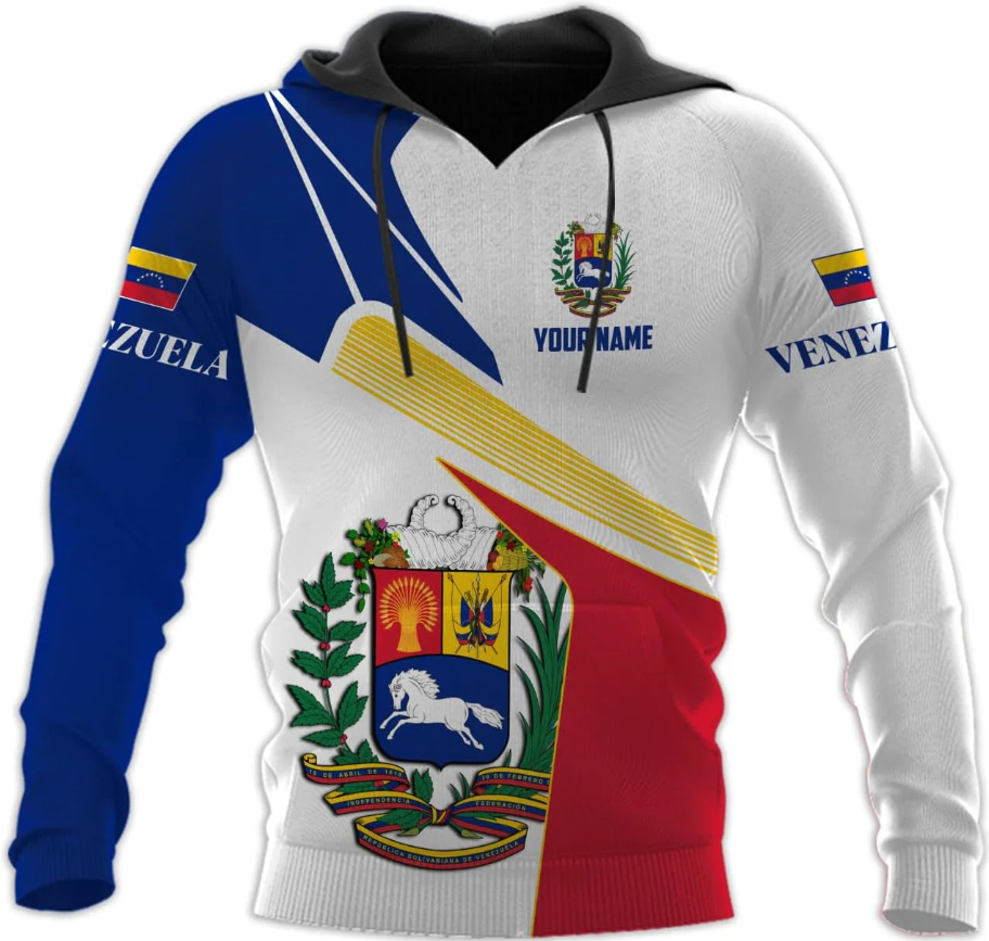 Custom Men's Venezuela Flag & Coat of Arms Hoodie