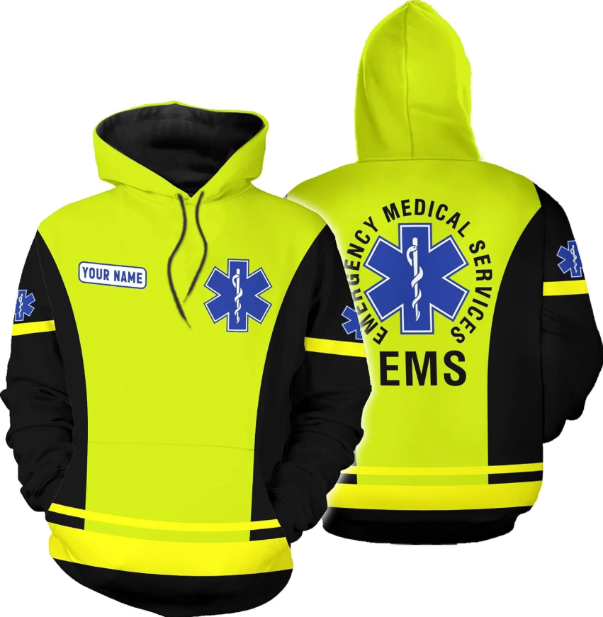 Personalized EMT Hoodie EMS Sweatshirt Custom EMS Zip Hoodie Paramedic Uniform Emergency Medical Technician Shirts