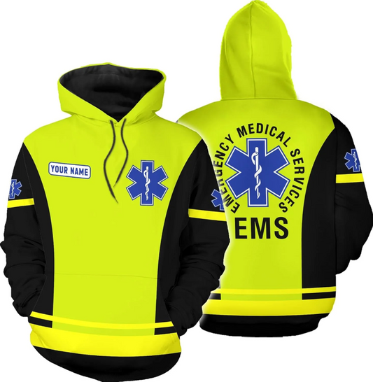 Personalized EMT Hoodie EMS Sweatshirt Custom EMS Zip Hoodie Paramedic Uniform Emergency Medical Technician Shirts