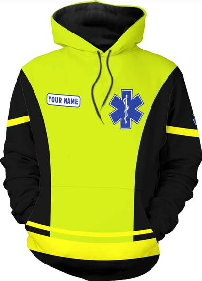 Personalized EMT Hoodie EMS Sweatshirt Custom EMS Zip Hoodie Paramedic Uniform Emergency Medical Technician Shirts