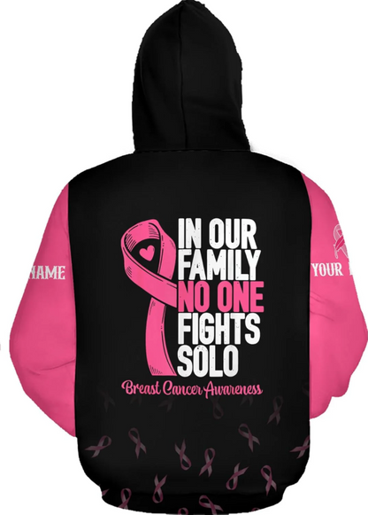 Personalized Breast Cancer Hoodie 3D, Pink Ribbon Awareness Sweatshirt, Survivor Pride Breast Cancer Zip Hoodie