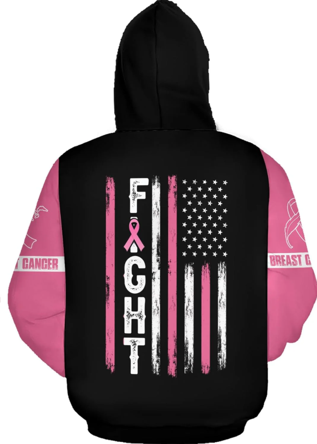Personalized Breast Cancer Hoodie 3D, Pink Ribbon Awareness Sweatshirt, Survivor Pride Breast Cancer Zip Hoodie