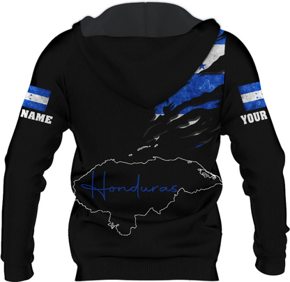 Personalized Honduras APO Hoodie, Honduras Pride Honduras Flag 3D Zip Hoodie Sweatshirt Tshirt Men and Women